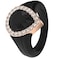 Rinfit Womens Silicone Wedding Ring Promise Rings for Her with Pear Metal Frame Cubic Zirconia Stones BlackRose Gold Stones Size 7