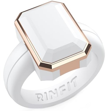 Rinfit Womens Silicone Rings Anniversary Ring or Promise Ring for Her Emerald Rubber Wedding Bands WhiteMetal Rose Gold Size 6