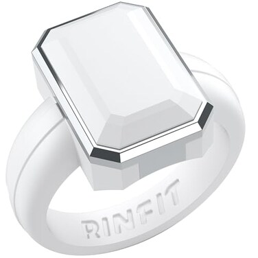 Rinfit Womens Silicone Rings Anniversary Ring or Promise Ring for Her Emerald Rubber Wedding Bands WhiteMetal Silver Size 6