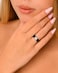 Rinfit Womens Silicone Wedding Ring Engagement Ring for Women Promise Rings for Her with Cubic Zirconia Black Silver Size 7