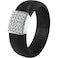 Rinfit Womens Silicone Wedding Ring Engagement Ring for Women Promise Rings for Her with Cubic Zirconia Black Silver Size 7