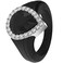 Rinfit Womens Silicone Wedding Ring Promise Rings for Her with Pear Metal Frame Cubic Zirconia Stones BlackSilver Stones Size 6