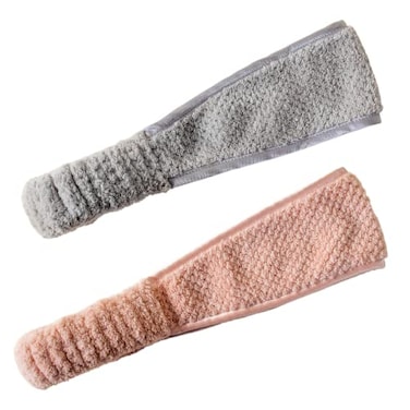 VOLO Spa Headband for Women UltraSoft Microfiber Absorbent Stretchy Fits All 2 Pack