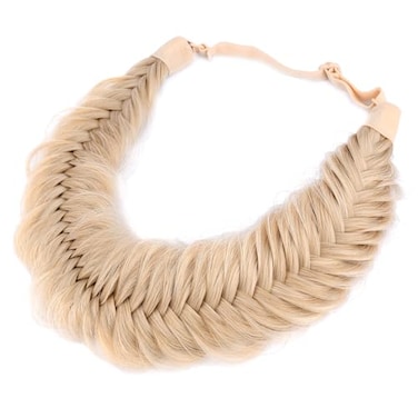 BOBIYA Wide Fishtail Headband for Women Synthetic Hair Plaited Braids Elastic Stretch Fishtail Headband Honey Blonde