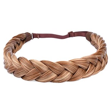 BOBIYA 2 Strands Synthetic Hair Braided Headband Classic Chunky Plaited Braids Strawberry Blonde