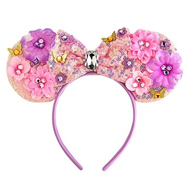 CHuangQi Mouse Ears Headbands with Shiny Bow Doublesided Sequins Glitter Hair Band for Birthday Party Celebration or Event
