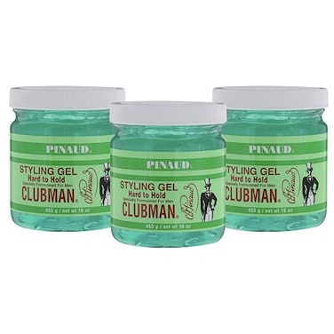 Clubman Pinaud Hard to Hold Styling Gel for Men Extra Control 16 Fl Oz 3 Pack