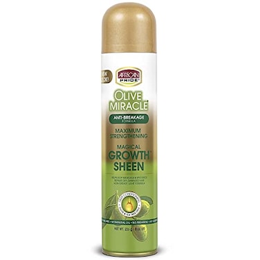 African Pride Olive Miracle Magical Growth Sheen Hair Spray Enriched with Olive Tea Tree Oil for Natural Beauty Moisture Shine 8oz