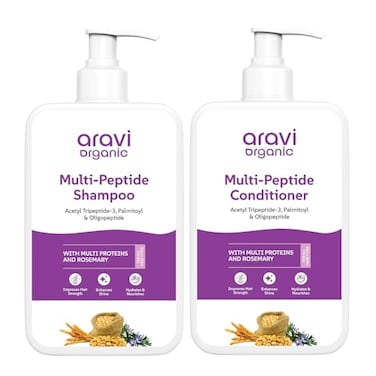 Aravi Organic Multipeptide Shampoo Multipeptide Conditioner For Healthy Hair Growth Pack of 2