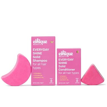 Ethique Beauty Everyday Shampoo Conditioner Bar Set for Shiny Hair with Vitamin C PlasticFree Vegan CrueltyFree 2 Pack