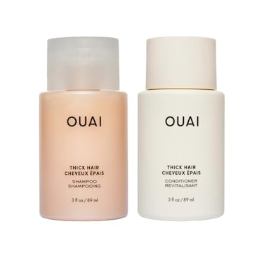 OUAI Thick Hair Shampoo Conditioner Set Travel Size Moisturizing Shampoo Conditioner With Keratin Marshmallow Root Shea Butter Avocado Oil Sulfate Paraben Phthalate Free 3 Oz