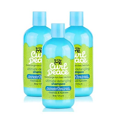 Just For Me Curl Peace Ultimate Detangling Shampoo 3 Pack Cleanses Hydrates Contains Marshmallow Root Extract Cocoa Butter Raw Honey Sulfate Free No Animal Testing 12 oz