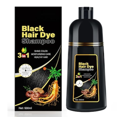 MOISTAR Black Hair Dye Shampoo 3 in 1 for Gray Coverag Color Shampoo for WomenMen Instant Herbal Semi Permanent champu para canas