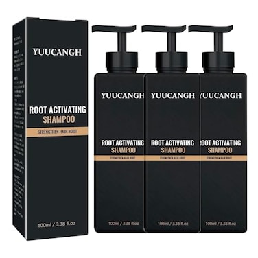 YUUCANGH 3pcsRoot Activator ShampooHair Regrowth Unisex Natural Formula for Men and WomenSmooth Strong Repair Conditioning Shampoo
