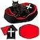 Memorywuu 3 Pcs Gothic Cat Bed Set with 19 Inch Washable Coffin Cat Bed Black Tombstone Pillow Red and Black Blanket Gothic Pet Furniture Activity Center for Halloween