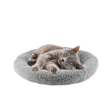 LESYPET Cat Bed for Indoor Cats Small Pet Bed Curl Sleep Cushion with Raised Pillow Around NonSlip Bottom Washable Pet Beds Mat for Small Pets Rabbit Hamsters Round Diameter 157