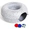PLIISLUP Large Cat Tunnel Bed for Indoor Cats with 3 Toys Scratch Resistant Donut Cat Bed Up to 30 Lbs L 24x24x11 Light Grey