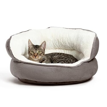 Best Friends by Sheri Pet Throne High Bolster Orthopedic Relief Cat and Dog Bed Gray Mini