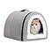 Hollypet Cat Bed SelfWarming 2 in 1 Foldable Kitty Cave Hut House Nest Pet Sleeping Bed Linen Pet Condo for Indoor Cats Gray Arched Cave