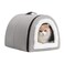 Hollypet Cat Bed SelfWarming 2 in 1 Foldable Kitty Cave Hut House Nest Pet Sleeping Bed Linen Pet Condo for Indoor Cats Gray Arched Cave