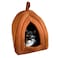 PETMAKER Cat House Indoor Cat Bed with Removable Foam Cushion Pet Tent for Kittens Rabbits Guinea Pigs and Other Small Animals by Brown