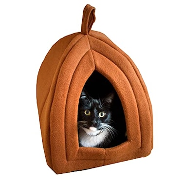 PETMAKER Cat House Indoor Cat Bed with Removable Foam Cushion Pet Tent for Kittens Rabbits Guinea Pigs and Other Small Animals by Brown