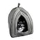 PETMAKER Indoor Cat House with Removable Foam Cushion for Cats Kittens Small Dogs Small Pets Plush Pet Bed Crate Tent Hideaway with Cozy Soft Interior Gray Small Animal Sleep Rest Space