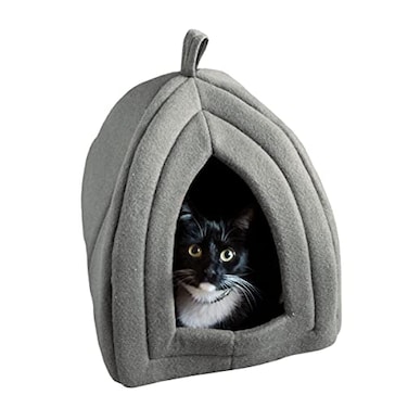 PETMAKER Indoor Cat House with Removable Foam Cushion for Cats Kittens Small Dogs Small Pets Plush Pet Bed Crate Tent Hideaway with Cozy Soft Interior Gray Small Animal Sleep Rest Space