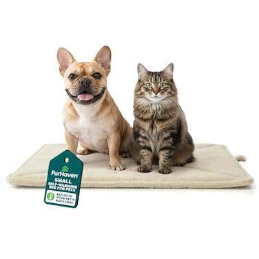 FurHaven ThermaNAP Self Warming Cat Mat Dog Bed for Crates with SelfWarming Technology for Cozy Rest Fully Machine Washable Small Plush Faux Fur Cream