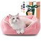 Zerbuger Cat Dog Bed for Pets Rectangle Pet Bed Gift for Puppy and Kitten Machine Washable Calming Fluffy Pet Couch Sofa for Indoor Outdoor Portable Soft Cat Bed with NonSlip Bottom Small Pink