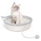 WEAVELYRICS Hand Woven Cat Bed Basket With Toy Tail Cotton Rope Foldable Sleeping Basket Kitten Shaped House for Cats Puppies Rabbits and Small Pets Medium Gray White