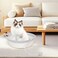 WEAVELYRICS Hand Woven Cat Bed Basket With Toy Tail Cotton Rope Foldable Sleeping Basket Kitten Shaped House for Cats Puppies Rabbits and Small Pets Medium Gray White