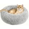 RAINFLOW Cat Bed Calming Cat Bed for Small Kittens Donut Washable Round for Indoor Kittens and Puppies AntiSlip Round Fluffy Plush Faux Fur Small Light Grey