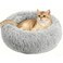 RAINFLOW Cat Bed Calming Cat Bed for Small Kittens Donut Washable Round for Indoor Kittens and Puppies AntiSlip Round Fluffy Plush Faux Fur Small Light Grey