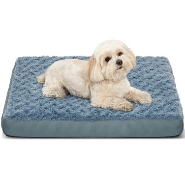 Kimpets Orthopedic Dog Beds for Crate with Removable Washable Cover EggCrate Foam Pet Pad Mat with AntiSlip BottomWaterproof Dog Beds Small Sized20x16 Inch