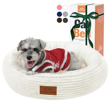 Zerbuger 23in Cream Round Cat Dog Bed Gift for Large Medium Small Dogs Cats Machine Washable Sleeping Sofa NonSlip Bottom Breathable Soft Calming Pet Cuddler for IndoorOutdoorCarCage