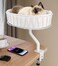 BALORAY Cat Desk Bed Sturdy Cat Bed for Desk Support 45lbsIndoor Desktop Cats Beds for Tables Game Office Desks Attachment17x13 Removable Cotton Cats NestHeavyDuty Metal Frame and Clamp White