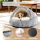 NOYAL Round Hooded Donut Dog Bed for Small Medium Pets Plush Fluffy AntiAnxiety Cat Cave Bed with Cover