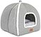 WINDRACING Cat Bed for Indoor Cats Cat Cave Bed Cat House Cat Tent with Removable Washable Cushioned Pillow Soft and Self Warming Kitten bedsCat Beds Furniture Large Grey