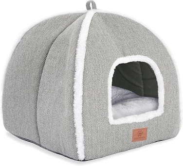 WINDRACING Cat Bed for Indoor Cats Cat Cave Bed Cat House Cat Tent with Removable Washable Cushioned Pillow Soft and Self Warming Kitten bedsCat Beds Furniture Large Grey