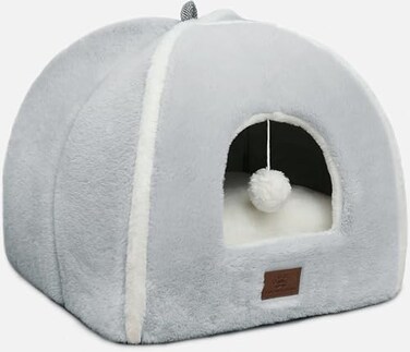 WINDRACING Cat Bed for Indoor Cats Cat House Cats Tent with Removable Washable Cushioned Pillow Soft and Self Kitten bedsPet Bed Grey15inches