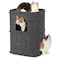 FUKUMARU Cat House for Indoor Cats 2362 Inch Large Cat Bed Cave Condo 2Storey Cozy Felt Covered Cats Tunnel Kitten Hideaway for Multicats Scratch Resistant Dark Grey