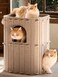 FUKUMARU Cat House for Indoor Cats 2362 Inch Large Cat Bed Cave Condo 2Storey Cozy Felt Covered Cats Tunnel Kitten Hideaway for Multicats Scratch Resistant Beige
