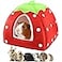 Mygeromon Guinea Pig Bed Rabbit Hideout Warm Fleece Cuddle Cup Washable Winter Sleeping House for Small PetFerretChinchillaBunny Strawberry Style