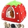 Mygeromon Guinea Pig Bed Rabbit Hideout Warm Fleece Cuddle Cup Washable Winter Sleeping House for Small PetFerretChinchillaBunny Strawberry Style