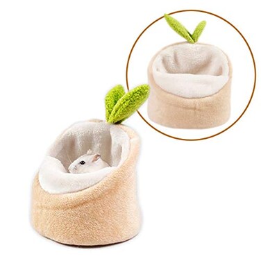 PAPIEEED Soft Small Pet Bed Hamster Nest Pouch Cute Mouse House Hammock Sugar Glider Hideout Cage Accessories Bedding for Gerbil Degu Golden Bear Hedgehog
