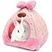 YUEPET Bunny Bed Warm Guinea Pig Cave Beds Cute Bowknot House Big Hideouts Cage Accessorie for Dwarf Rabbits Hamster Bunny Ferrets Rats Hedgehogs Chinchilla Pink Grid