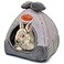 YUEPET Bunny Bed Warm Guinea Pig Cave Beds Cute Bowknot House Big Hideouts Cage Accessorie for Dwarf Rabbits Hamster Bunny Ferrets Rats Hedgehogs Chinchilla Grey Grid