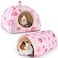 Bienbee Guinea Pig Hideout Washable Rabbit Bed with Guinea Pig Tunnel 2 Pack Guinea Pigs Toys Set Bunny Hideout Cage Accessories for Hamster Ferret Rabbits BunnyPink Strawberry
