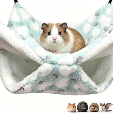 OINEEDU Guinea Pig Ferret Hammock for Cage Machine Washable DoubleDecker Hanging Bed Fits Sugar GliderRatHamsterGerbil 133 x 133 Love Green Pattern